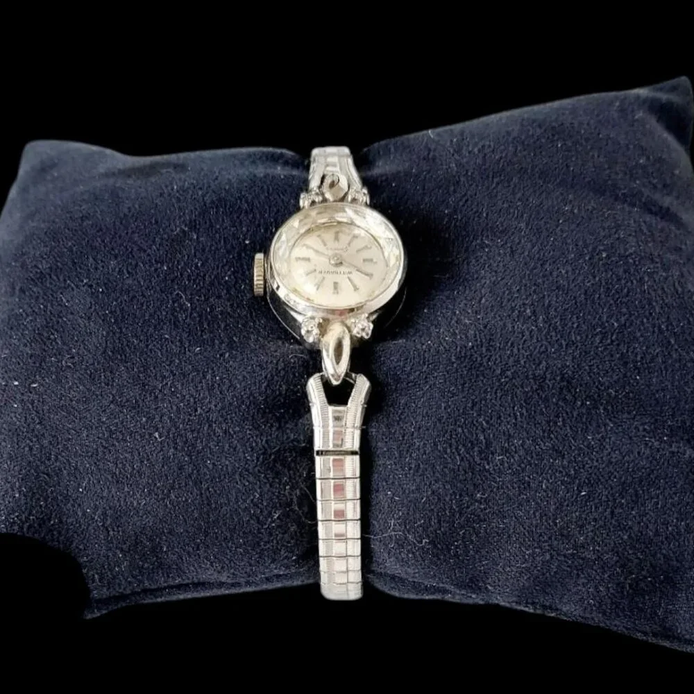 RARE Wittnauer Swiss 17 Jewels 10K Gold Filled Ladies Watch/4 Diamonds